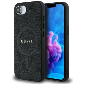 Калъф за iPhone 16e - Guess - 4G Ring Classic Logo MagSafe (GUHMPSE4G4GFRK) - Черен