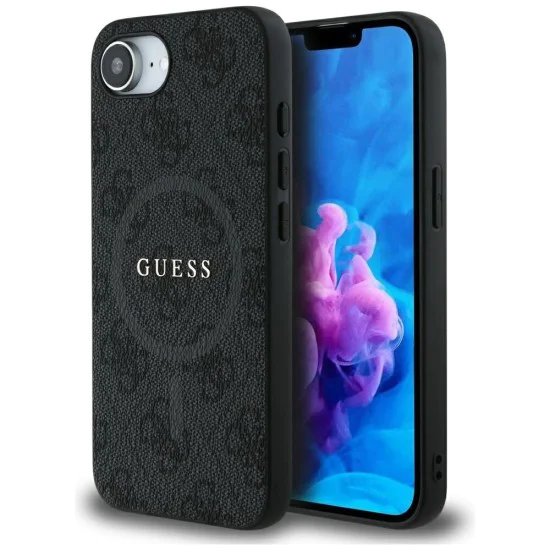 Калъф за iPhone 16e - Guess - 4G Ring Classic Logo MagSafe (GUHMPSE4G4GFRK) - Черен