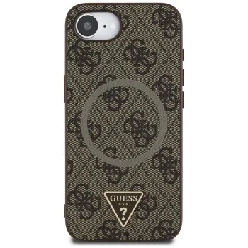 Калъф за iPhone 16e - Guess - 4G Ring Triangle Logo MagSafe (GUHMPSE4P4TDPW) - Кафяв