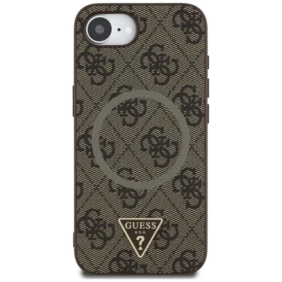 Калъф за iPhone 16e - Guess - 4G Ring Triangle Logo MagSafe (GUHMPSE4P4TDPW) - Кафяв