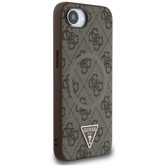 Калъф за iPhone 16e - Guess - 4G Ring Triangle Logo MagSafe (GUHMPSE4P4TDPW) - Кафяв