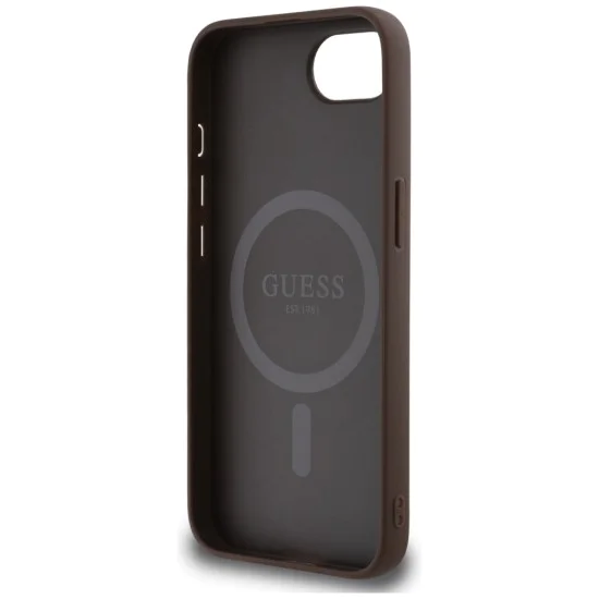 Калъф за iPhone 16e - Guess - 4G Ring Triangle Logo MagSafe (GUHMPSE4P4TDPW) - Кафяв