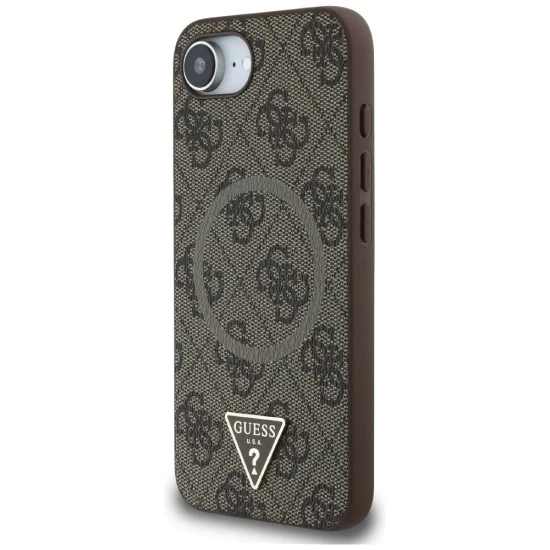 Калъф за iPhone 16e - Guess - 4G Ring Triangle Logo MagSafe (GUHMPSE4P4TDPW) - Кафяв