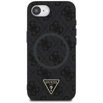 Калъф за iPhone 16e - Guess - 4G Ring Triangle Logo MagSafe (GUHMPSE4P4TDPK) - Черен