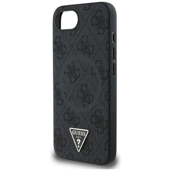 Калъф за iPhone 16e - Guess - 4G Ring Triangle Logo MagSafe (GUHMPSE4P4TDPK) - Черен