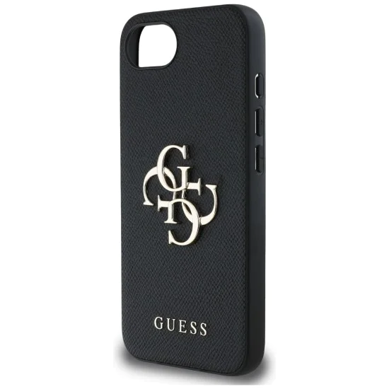 Калъф за iPhone 16e - Guess - Hardcase 4G Grained Big and Classic Logo (GUHCPSE4PGT4MBK) - Черен