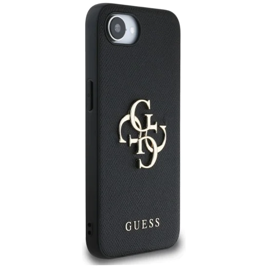 Калъф за iPhone 16e - Guess - Hardcase 4G Grained Big and Classic Logo (GUHCPSE4PGT4MBK) - Черен