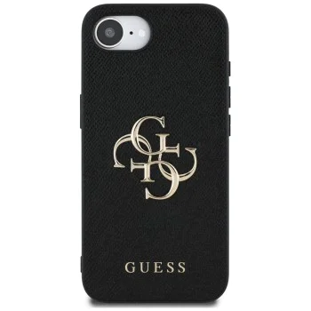 Калъф за iPhone 16e - Guess - Hardcase 4G Grained Big and Classic Logo (GUHCPSE4PGT4MBK) - Черен