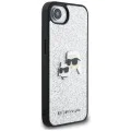 Калъф за iPhone 16e - Karl Lagerfeld - Hardcase Glitter Fixed (KLHCPSE4PFGKCPS) - Silver Karl&Choupette Head