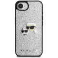 Калъф за iPhone 16e - Karl Lagerfeld - Hardcase Glitter Fixed (KLHCPSE4PFGKCPS) - Silver Karl&Choupette Head