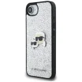 Калъф за iPhone 16e - Karl Lagerfeld - Hardcase Glitter Fixed (KLHCPSE4PFGKCPS) - Silver Karl&Choupette Head