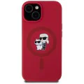 Калъф за iPhone 15 - Karl Lagerfeld - Silicone MagSafe (KLHMP15SSCMKCRHR) - Червен Karl&Choupette
