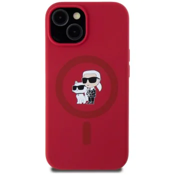 Калъф за iPhone 15 - Karl Lagerfeld - Silicone MagSafe (KLHMP15SSCMKCRHR) - Червен Karl&Choupette