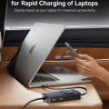 Baseus - Зарядно за кола PrimeTrip VW1 (C00069000121-00) - 3x USB, 3x Type-C, 105W, Бързо зареждане, 60W Прибиращ се кабел - Черен