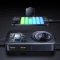 Baseus - Зарядно за кола PrimeTrip VW1 (C00069000121-00) - 3x USB, 3x Type-C, 105W, Бързо зареждане, 60W Прибиращ се кабел - Черен