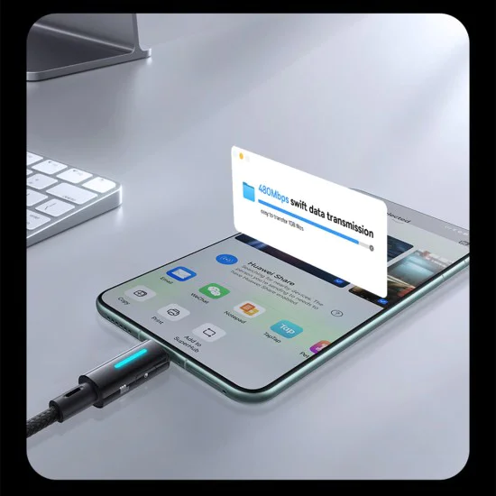 Baseus - Кабел за данни с осветена светлина (P10379000121-00) - за Macbook, Type-C, 100W, динамична LED светлина, E-marker чип, 1m - Космическо черно