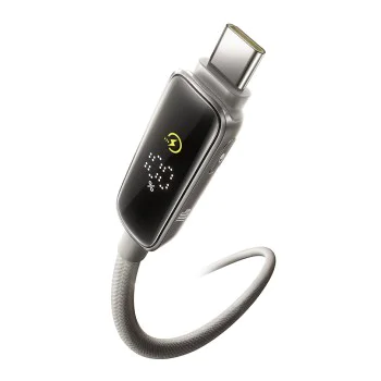 Baseus - Кабел за данни Vipow (P10381802851-01) - Type-C, Бързо зареждане, Дисплей, Режим на заспиване, 100W, 2 м - Galaxy Natural Titanium