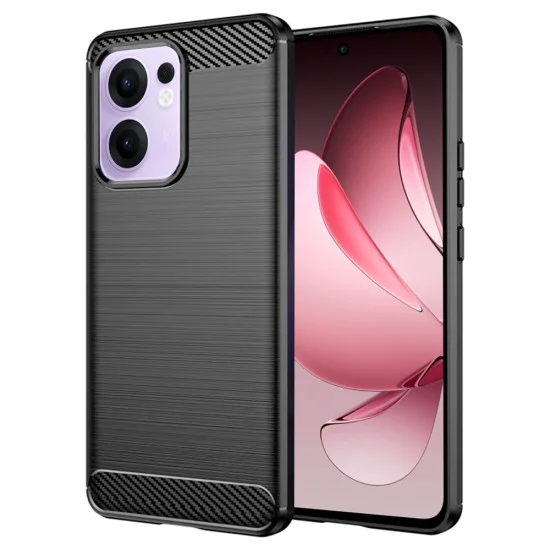 Калъф за телефон Oppo Reno13 F 4G / Reno13 F 5G / Reno13 FS 5G – Techsuit Carbon Silicone – Черен