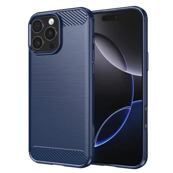 Калъф за iPhone 16 Pro Max - Carbon Silicone - Blue