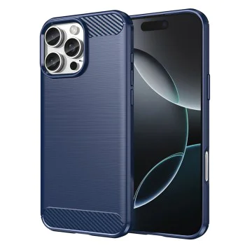 Калъф за iPhone 16 Pro - Carbon Silicone - Blue
