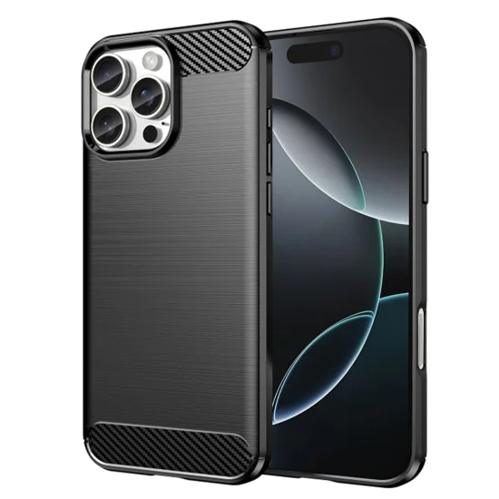 Калъф за iPhone 16 Pro - Carbon Silicone - Черен