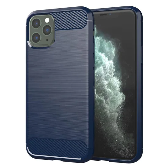 Калъф за iPhone 11 Pro Max - Carbon Silicone - Blue