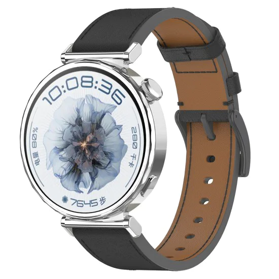 Каишка за Huawei Watch GT 4 (41 мм)/W1/Honor Watch S1/Garmin Venu 2S/Vivoactive 4S - Techsuit - Каишка за часовник 18 мм (W073) - Черен