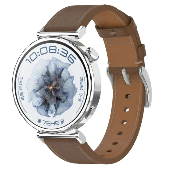 Каишка за Huawei Watch GT 4 (41 мм)/W1/Honor Watch S1/Garmin Venu 2S/Vivoactive 4S - Techsuit - Каишка за часовник 18 мм (W073) - Кафяв