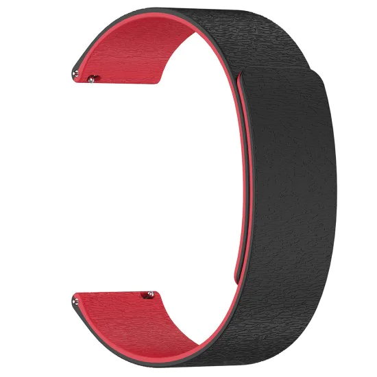 Каишка за Huawei Watch GT 4 (41 мм)/W1/Honor Watch S1/Garmin Venu 2S/Vivoactive 4S - Techsuit - Каишка за часовник 18 мм (W074) - Черен / Червен