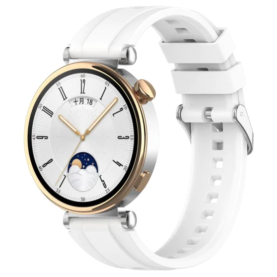 Каишка за Huawei Watch GT 4 (41 мм)/W1/Honor Watch S1/Garmin Venu 2S/Vivoactive 4S - Techsuit - Каишка за часовник 18 мм (W075) - Бял