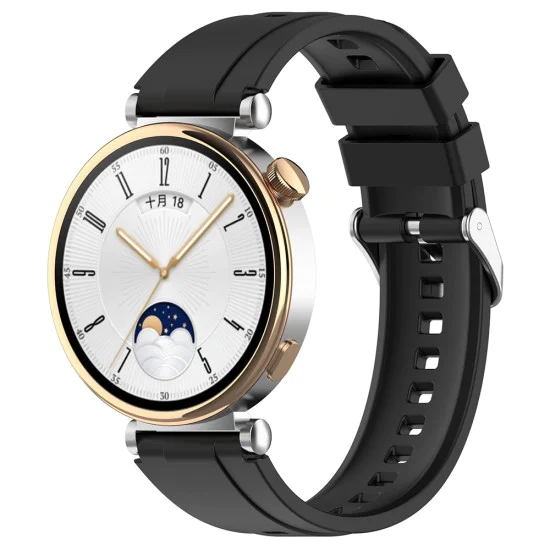 Каишка за Huawei Watch GT 4 (41 мм)/W1/Honor Watch S1/Garmin Venu 2S/Vivoactive 4S - Techsuit - Каишка за часовник 18 мм (W075) - Черен