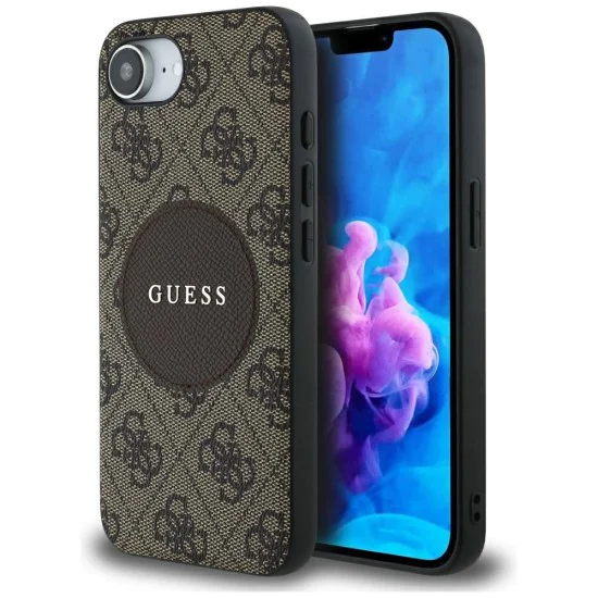 Калъф за iPhone 16e - Guess - 4G Circle Classic Logo MagSafe (GUHMPSE4P4PGRSGW) - Кафяв