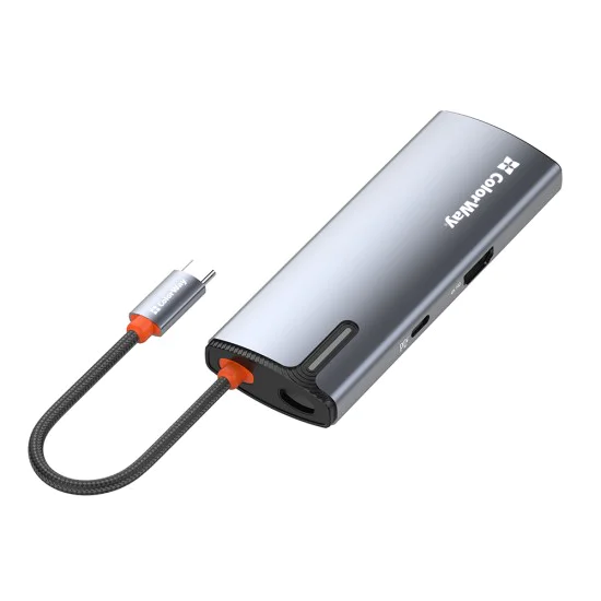 ColorWay - Докинг станция (CW-HUB01) - 3x USB, Type-C, HDMI 4K HD, PD 100W, 5Gps, Plug&Play, с вграден индикатор - Сребрист