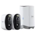 Външна камера за сигурност N1 Plus (S0TY002131) - Baseus - 2K, 16GB, 2 комплекта камери, двупосочен разговор, нощно виждане, IP67 - Лунно бяло
