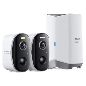 Външна камера за сигурност N1 Plus (S0TY002131) - Baseus - 2K, 16GB, 2 комплекта камери, двупосочен разговор, нощно виждане, IP67 - Лунно бяло
