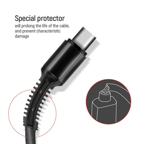 Кабел за данни 4в1 (CW-CBU3003-GR) - ColorWay - USB към Lightning + Micro-USB + Type-C, 20W, 4A, Найлон, 1.2 м - Сив