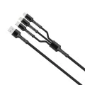 Кабел за данни 4в1 (CW-CBU3003-GR) - ColorWay - USB към Lightning + Micro-USB + Type-C, 20W, 4A, Найлон, 1.2 м - Сив