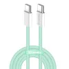 Кабел за данни (CW-CBPDCC061-G) - ColorWay - за MacBook Pro, Type-C към Type-C, PD Fast Charging 60W, 3A, найлон, 1m - Зелен