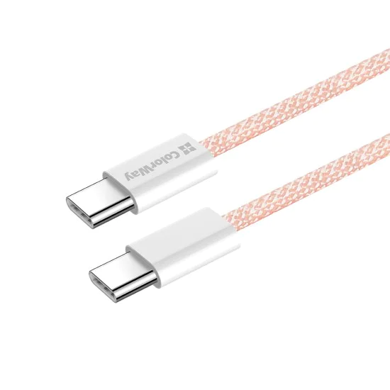 Кабел за данни (CW-CBPDCC061-P) - ColorWay - за MacBook Pro, Type-C към Type-C, PD Fast Charging 60W, 3A, Найлон, 1 м - Розов