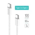 Кабел за данни (CW-CBPDCC061-GR) - ColorWay - за MacBook Pro, Type-C към Type-C, PD Fast Charging 60W, 3A, Найлон, 1 м - Сив