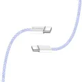 Кабел за данни (CW-CBPDCC061-PU) - ColorWay - за MacBook Pro, Type-C към Type-C, PD Fast Charging 60W, 3A, найлон, 1m - Лилав