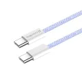 Кабел за данни (CW-CBPDCC061-PU) - ColorWay - за MacBook Pro, Type-C към Type-C, PD Fast Charging 60W, 3A, найлон, 1m - Лилав