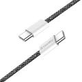 Кабел за данни (CW-CBPDCC061-BK) - ColorWay - за MacBook Pro, Type-C към Type-C, PD Fast Charging 60W, 3A, Найлон, 1 м - Черен