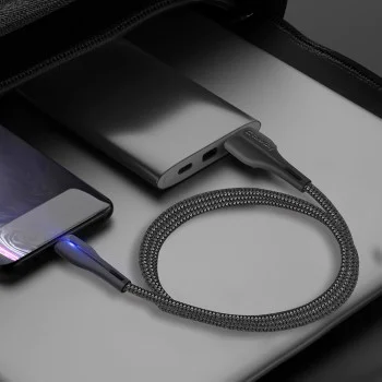 Кабел за данни (CW-CBUC034-BK) - ColorWay - USB към Type-C, за синхронизиране и зареждане, с LED индикатор, 2.4A, 480Mbps, 1m - Черен