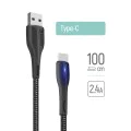 Кабел за данни (CW-CBUC034-BK) - ColorWay - USB към Type-C, за синхронизиране и зареждане, с LED индикатор, 2.4A, 480Mbps, 1m - Черен