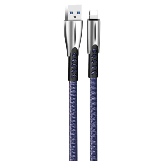 Кабел за данни (CW-CBUL010-BL) - ColorWay - USB към Apple Lightning, поцинковани конектори, найлон, 2.4 A, 480 Mbps, 1 м - Син