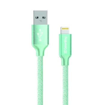 Кабел за данни (CW-CBUL004-MT) - ColorWay - USB 2.0 към Apple Lightning, за синхронизиране и зареждане, найлон, 2.1 A, 480 Mbps, 1 м - Монетен цвят