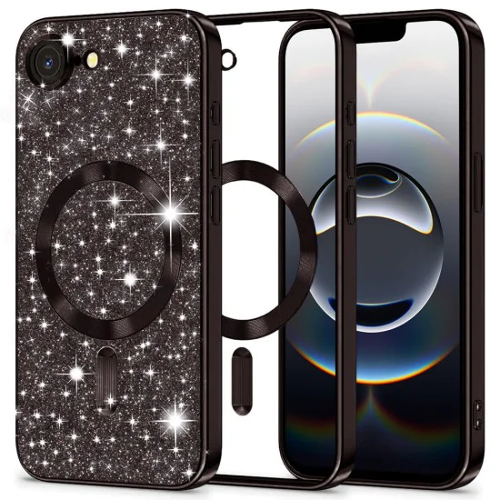Techsuit - Luxury Glitter MagSafe - iPhone 16e - черен