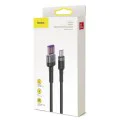 Baseus - Кабел за данни Cafule Series Metal (CATKLF-PG1) - USB към Type-C, Бързо зареждане, 40W, 5A, Найлонова оплетка, Велкро, 1 м - Черен