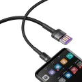 Baseus - Кабел за данни Cafule Series Metal (CATKLF-PG1) - USB към Type-C, Бързо зареждане, 40W, 5A, Найлонова оплетка, Велкро, 1 м - Черен